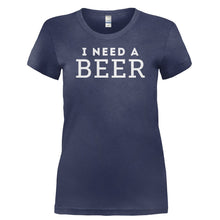 Load image into Gallery viewer, I Need a Beer - T Shirt - I_NEED_A_BEER-_Ladies_-_Navy