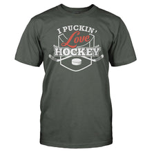 Load image into Gallery viewer, I Puckin' Love Hockey - T Shirt - I_PUCKIN_LOVE_HOCKEY_-_men_-_charcoal