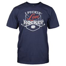 Load image into Gallery viewer, I Puckin' Love Hockey - T Shirt - I_PUCKIN_LOVE_HOCKEY_-_men_-_navyblue