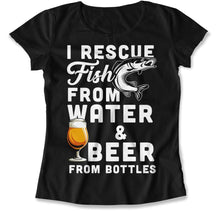 Load image into Gallery viewer, I Rescue Fish From Water &amp; Beer From Bottles - T Shirt - I_RESCUE_FISH_FROM_WATER_BEER_FROM_BOTTLES_black