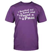Load image into Gallery viewer, I Reached Out A Hand And Found a Paw - T Shirt - I_Reached_Out_A_Hand_And_Found_a_Paw_men_purple