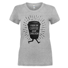 Load image into Gallery viewer, I Run On Coffee and Sarcasm - T Shirt - I_Run_On_Coffee_and_Sarcasm_-_ladies_-_heathergrey