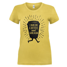 Load image into Gallery viewer, I Run On Coffee and Sarcasm - T Shirt - I_Run_On_Coffee_and_Sarcasm_-_ladies_-_yellow