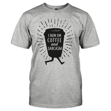 Load image into Gallery viewer, I Run On Coffee and Sarcasm - T Shirt - I_Run_On_Coffee_and_Sarcasm_-_men_-_heathegrey
