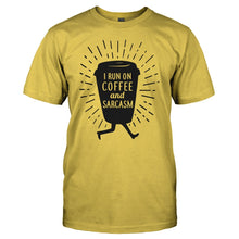 Load image into Gallery viewer, I Run On Coffee and Sarcasm - T Shirt - I_Run_On_Coffee_and_Sarcasm_-_men_-_yellow
