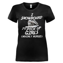 Load image into Gallery viewer, I Snowboard To Meet Women - T Shirt - I_SNOWBOARD_TO_MEET_WOMEN-_Ladies_-_Black