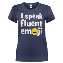Load image into Gallery viewer, I Speak Fluent Emoji - T Shirt - I_SPEAK_FLUENT_EMOJI-_Ladies_-_Navy