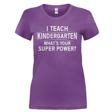 Load image into Gallery viewer, I Teach Kindergarten What's Your Super Power - T Shirt - I_TEACH_KINDERGARTEN_WHAT_S_YOUR_SUPER_POWER-_Ladies_-_Purple