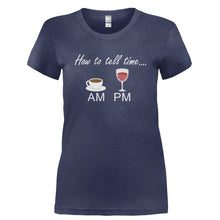 Load image into Gallery viewer, I Tell Time With Wine and Coffee - T Shirt - I_TELL_TIME_WITH_WINE_AND_COFFEE-_Ladies_-_Navy