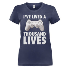 Load image into Gallery viewer, I've Lived A Thousand Lives - Gaming - T Shirt - I_VE_LIVED_A_THOUSAND_LIVES_-_GAMING_-_Ladies_-_navyblue