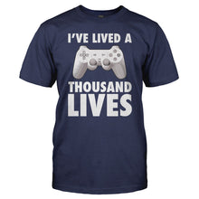Load image into Gallery viewer, I've Lived A Thousand Lives - Gaming - T Shirt - I_VE_LIVED_A_THOUSAND_LIVES_-_GAMING_-_Men_-_navyblue