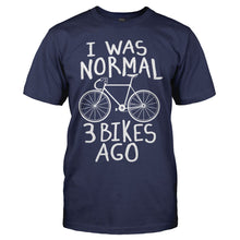 Load image into Gallery viewer, I Was Normal 3 Bicycles Ago - T Shirt - I_WAS_NORMAL_3_BICYCLES_AGO_men_navy