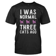 Load image into Gallery viewer, I Was Normal 3 Cats Ago - T Shirt - I_WAS_NORMAL_3_CATS_AGO_-_Men_-_black