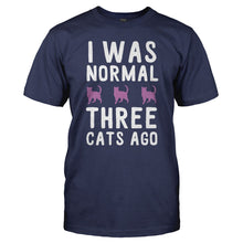 Load image into Gallery viewer, I Was Normal 3 Cats Ago - T Shirt - I_WAS_NORMAL_3_CATS_AGO_-_Men_-_navyblue
