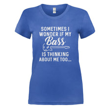 Load image into Gallery viewer, I Wonder If My Bass Is Thinking About Me Too - T Shirt - I_WONDER_IF_MY_BASS_IS_THINKING_ABOUT_ME_TOO_-_Ladies_-_royalblue