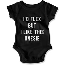 Load image into Gallery viewer, I'd Flex But I Like This Onesie - Baby Bodysuit - I_d_Flex_But_I_Like_This_Onesie_-_Baby_One-Piece_black