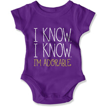 Load image into Gallery viewer, I know, I know. I'm adorable - Baby Bodysuit - I_know_I_know_I_m_adorable_-_Baby_One-Piece_purple