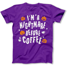 Load image into Gallery viewer, I'm A Nightmare Before Coffee - T Shirt - I_m_A_Nightmare_Before_Coffee_men_purple