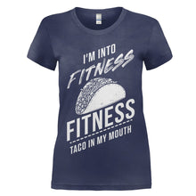Load image into Gallery viewer, I'm Into Fitness Fitness Taco in my Mouth - T Shirt - I_m_Into_Fitness_Fitness_Taco_in_my_Mouth_women_navy