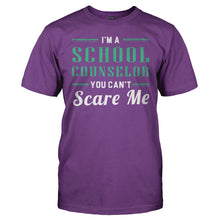 Load image into Gallery viewer, I'm A School Counselor, You Can't Scare Me - T Shirt - Im_A_School_Counselor_You_Cant_Scare_Me_men_purple