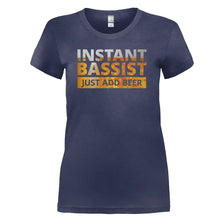 Load image into Gallery viewer, Instant Bassist. Just Add Beer. - T Shirt - Instant-Bassist.-Just-Add-Beer-ladies-Navy-Blue