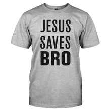 Load image into Gallery viewer, Jesus Saves Bro - T Shirt - JESUS_SAVES_BRO_-_men_-_heathergrey