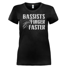 Load image into Gallery viewer, Bassists Finger Faster - T Shirt - Ladies_-_Black_2a574e8a-4e02-468f-9363-092e3cebf27c
