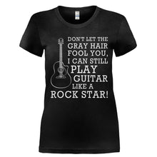 Load image into Gallery viewer, Don't Let The Gray Hair Fool You - Guitar - T Shirt - Ladies_-_Black_3ecd0d8a-b6bd-4051-a8f9-c3d22eb5a216