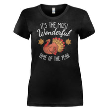 Load image into Gallery viewer, It's The Most Wonderful Time Of The Year - Thanksgiving - T Shirt - Ladies_-_Black_5c41bf37-49e3-496f-ac74-ec8139a756b1