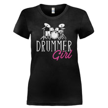 Load image into Gallery viewer, Drummer Girl - T Shirt - Ladies_-_Black_740998f5-721a-4c04-afc4-d4cd907d4cd3