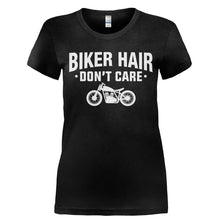 Load image into Gallery viewer, Biker Hair Don't Care - T Shirt - Ladies_-_Black_b23a66a3-d290-46b0-9db0-7a278610651d