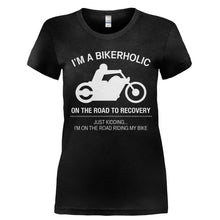 Load image into Gallery viewer, Bikerholic - T Shirt - Ladies_-_Black_dc96bdb5-7cf9-4b9a-8f89-0d3abfdf65db