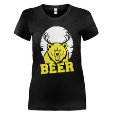 Load image into Gallery viewer, Bear + Deer = Beer - T Shirt - Ladies_-_Black_f68e4bbd-e082-45b2-8e02-65defc5bcb81
