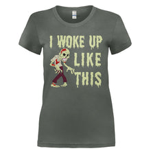 Load image into Gallery viewer, I Woke Up Like This - Zombie - T Shirt - Ladies_-_Charcoal_305cb323-605f-4a48-bbf2-8e983584a17d