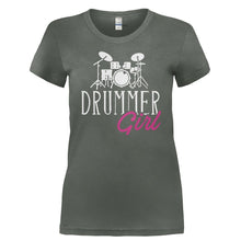 Load image into Gallery viewer, Drummer Girl - T Shirt - Ladies_-_Charcoal_69558519-b36a-4fe9-9abd-632c8b1d5a1f