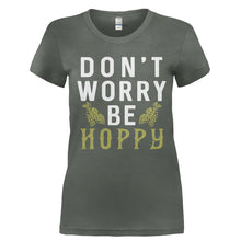 Load image into Gallery viewer, Don't Worry Be Hoppy - T Shirt - Ladies_-_Charcoal_cbffccf0-4422-48c6-b5d0-215553a7a89c