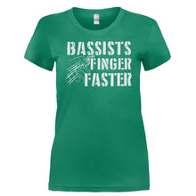 Load image into Gallery viewer, Bassists Finger Faster - T Shirt - Ladies_-_Kelly_Green_1f2274f7-1ed9-4fa3-bf75-adabe6a3d04f