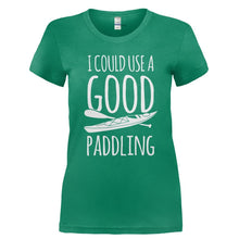 Load image into Gallery viewer, I Could Use A Good Paddling - T Shirt - Ladies_-_Kelly_Green_55023394-d3da-4173-994e-23e0665348e4