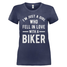 Load image into Gallery viewer, I'm Just A Girl Who Fell In Love With A Biker - T Shirt - Ladies_-_Navy_005665ce-ed0f-47ed-82f3-da2172f34c2a