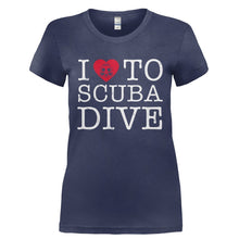 Load image into Gallery viewer, I Love To Scuba Dive - T Shirt - Ladies_-_Navy_06c28814-3ee4-42ae-94d7-98884b54ffb2