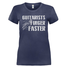 Load image into Gallery viewer, Guitarists Finger Faster - T Shirt - Ladies_-_Navy_0d2e3349-a6e7-4ff7-bb03-0bbd049374cf