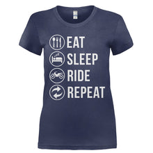 Load image into Gallery viewer, Eat. Sleep. Ride. Repeat. - T Shirt - Ladies_-_Navy_4cffabf8-fa95-4158-a65d-0afe87df239b