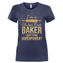 Load image into Gallery viewer, I'm a Gluten Free Baker, What's Your Superpower? - T Shirt - Ladies_-_Navy_5a8771ec-ac7a-413e-a8e0-55c9c4b8d30c