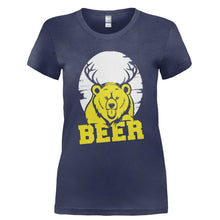 Load image into Gallery viewer, Bear + Deer = Beer - T Shirt - Ladies_-_Navy_7125bed8-7768-4f7f-bade-6aeb730fa3ac