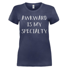 Load image into Gallery viewer, Awkward Is My Specialty - T Shirt - Ladies_-_Navy_801bab86-687b-4c6d-a366-88da8bb53ed8