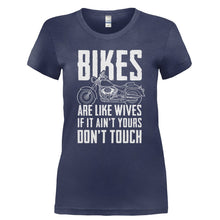 Load image into Gallery viewer, Bikes Are Like Wives - T Shirt - Ladies_-_Navy_92c8712e-589b-414c-b10c-eefa5465a88b