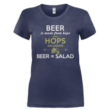 Load image into Gallery viewer, Beer = Salad - T Shirt - Ladies_-_Navy_a25f1baa-e8db-4fd5-a758-78beb69a5b01