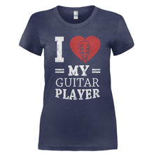 Load image into Gallery viewer, I Love My Guitar Player - T Shirt - Ladies_-_Navy_ac2d5411-5738-49ce-bfae-1667d5eb3305