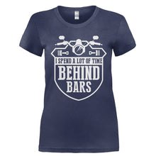 Load image into Gallery viewer, I Spend A Lot Of Time Behind Bars - T Shirt - Ladies_-_Navy_c9b22a2a-42b1-4c0a-8858-0eca8c80ddcc
