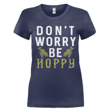 Load image into Gallery viewer, Don't Worry Be Hoppy - T Shirt - Ladies_-_Navy_e970e341-417f-48f1-8c45-c31d9f0ada48